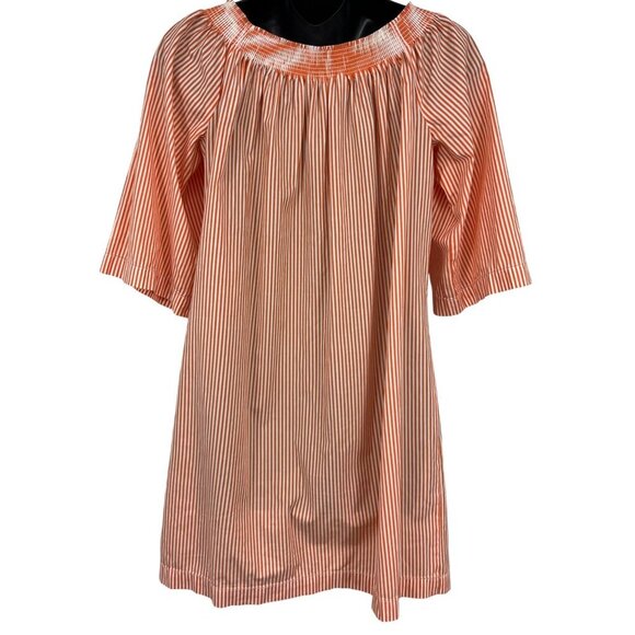 TRINA TURK Womens Orange White Stripe Size Medium Short Sleeve Peasant Dress EUC - Picture 6 of 9